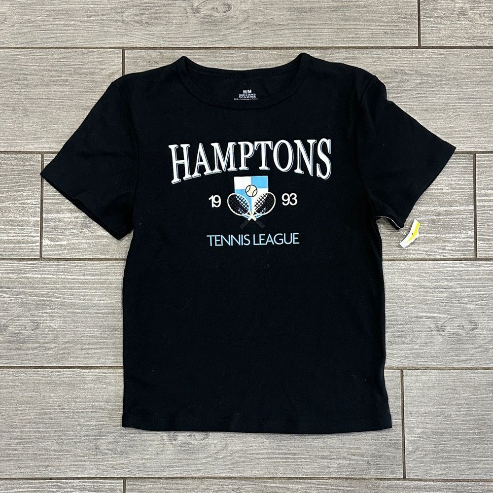 Hamptons Tennis League Black Tee Size Medium New!